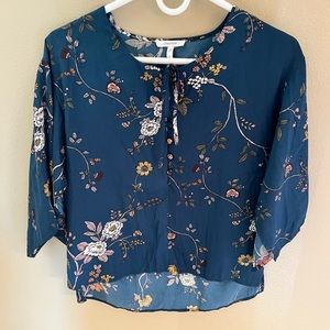 Maurices Blue Flower Patterned Top